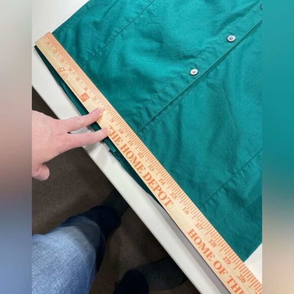 y2k Express Design Studio Shirt Dress W/4 Teal Green 3/4 Sleeve Knee Ln - Picture 9 of 14